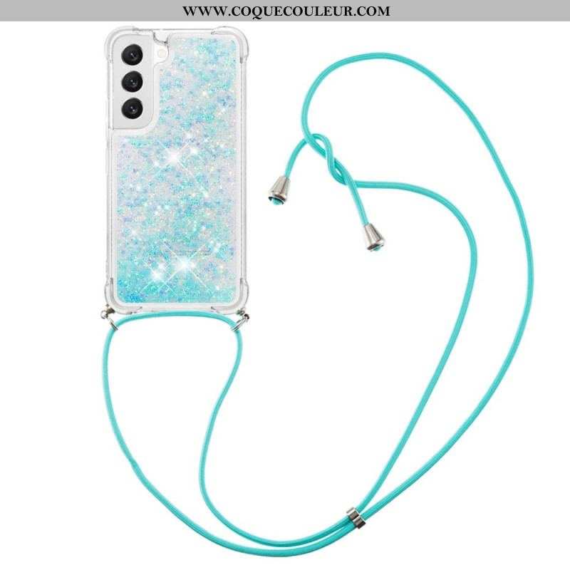Coque Samsung Galaxy S23 5G Paillettes avec Cordon