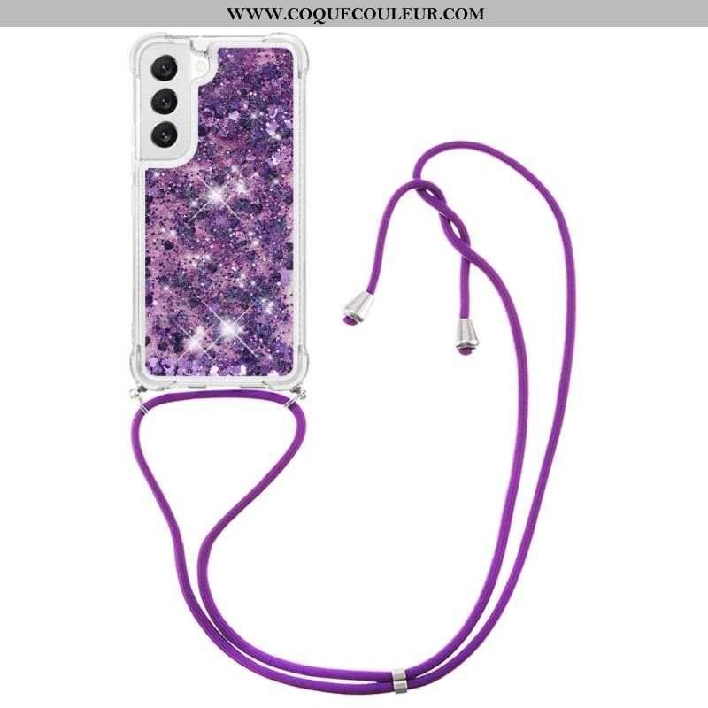 Coque Samsung Galaxy S23 5G Paillettes avec Cordon