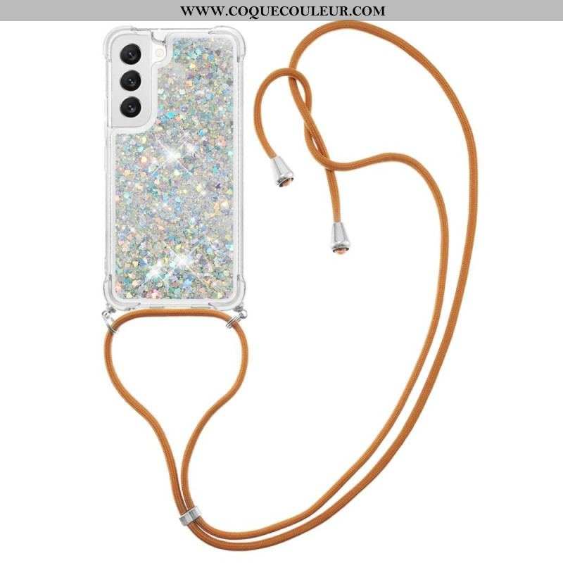 Coque Samsung Galaxy S23 5G Paillettes avec Cordon