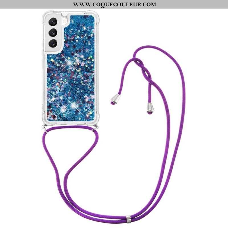 Coque Samsung Galaxy S23 5G Paillettes avec Cordon
