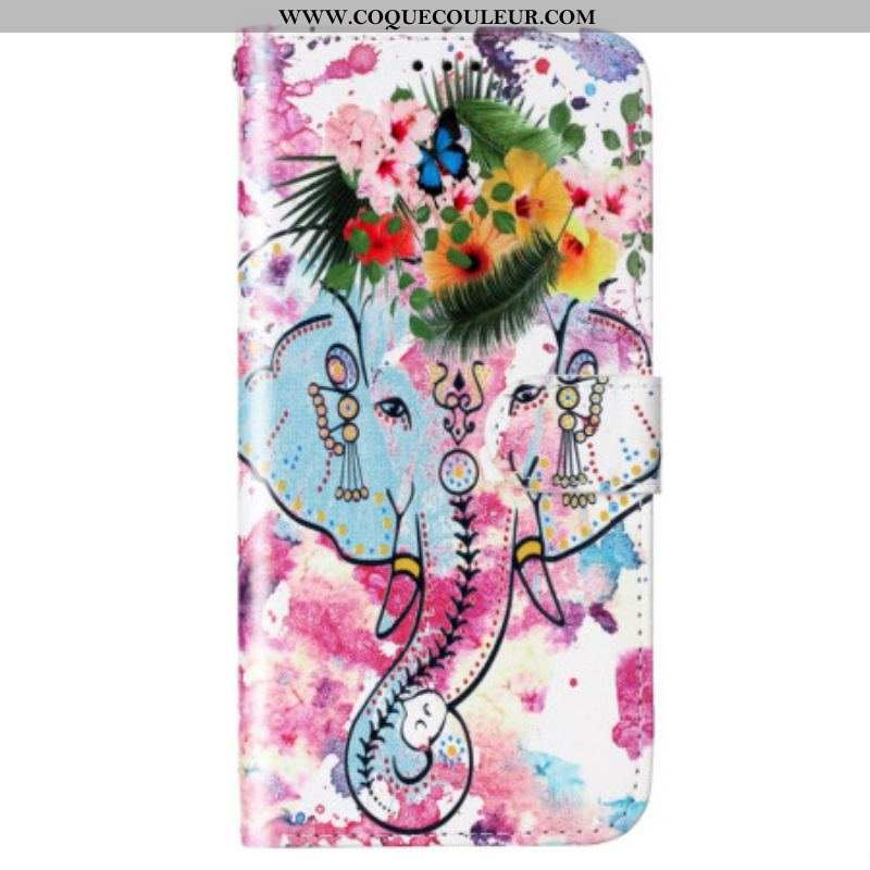 Housse Samsung Galaxy S23 5G Éléphant Tribal à Lanière