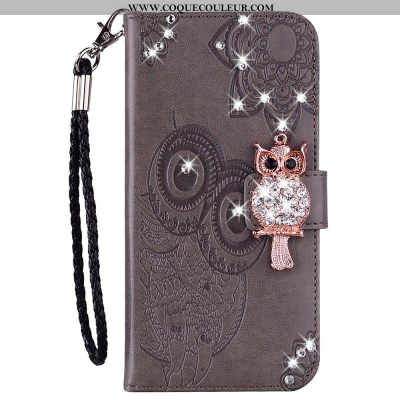 Housse Samsung Galaxy S23 5G Hibou Mandala et Breloque