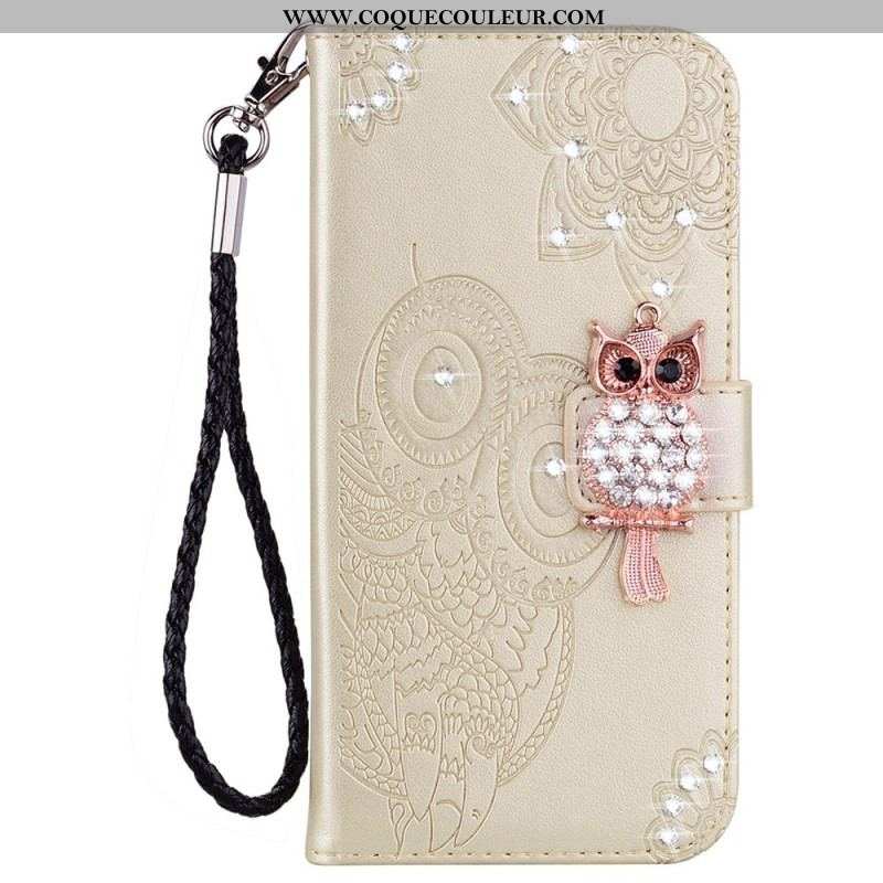 Housse Samsung Galaxy S23 5G Hibou Mandala et Breloque