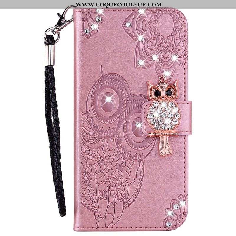 Housse Samsung Galaxy S23 5G Hibou Mandala et Breloque