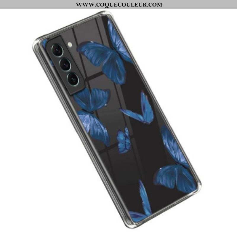 Coque Samsung Galaxy S23 5G Transparente Papillons Bleus