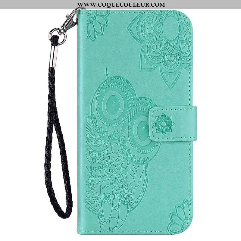 Housse Samsung Galaxy S23 5G Hibou Mandala et Lanière