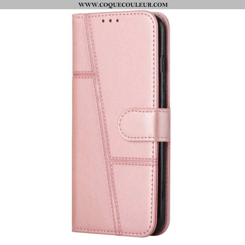 Housse Samsung Galaxy S23 5G Style Cuir Géométrique à Lanière