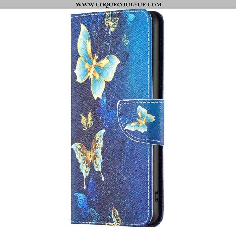 Housse Samsung Galaxy S23 5G Papillons Dorés