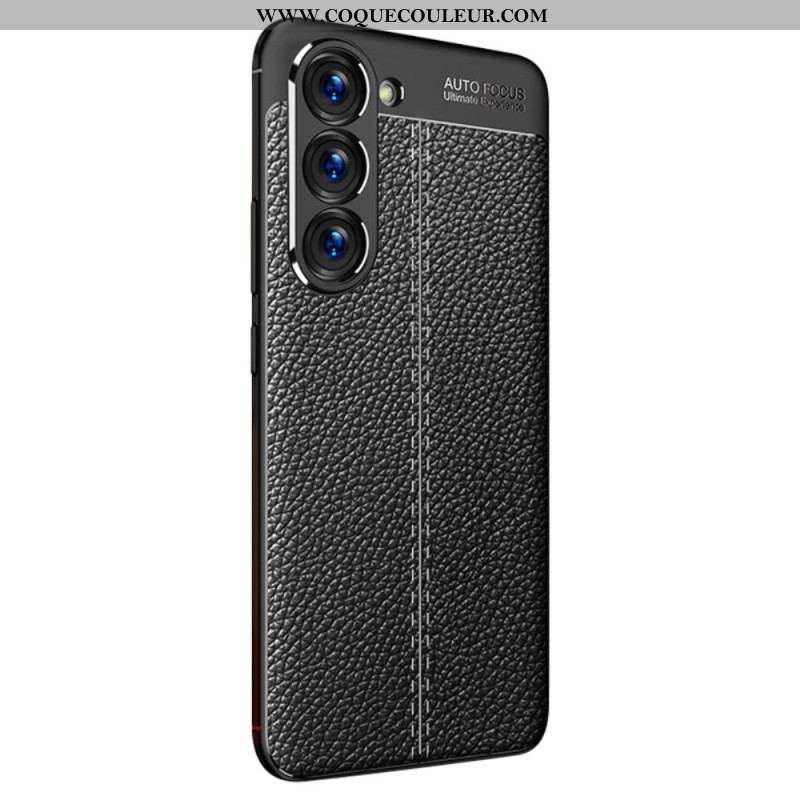 Coque Samsung Galaxy S23 5G Effet Cuir Litchi Double Line