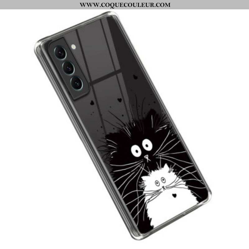 Coque Samsung Galaxy S23 5G Transparente Chat Blanc Chat Noir