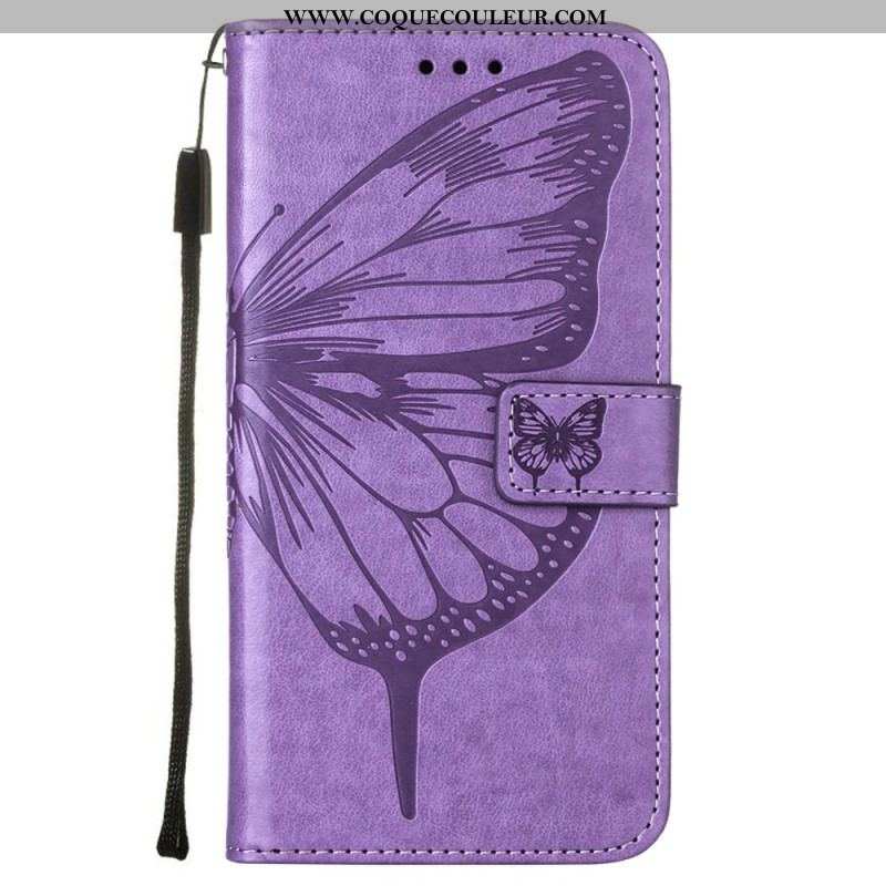 Housse Samsung Galaxy S23 5G Papillon Design avec Lanière