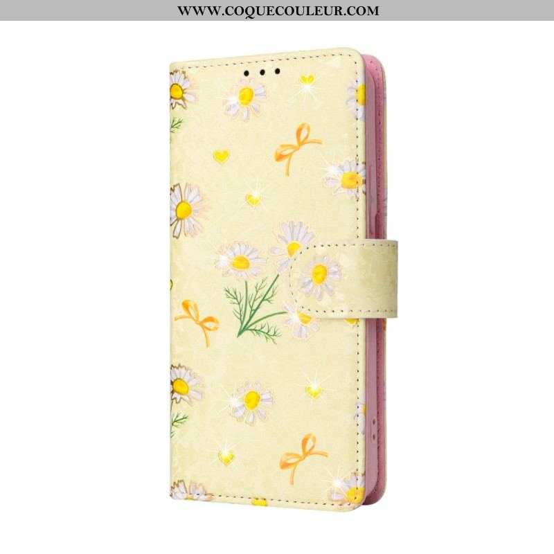 Housse Samsung Galaxy S23 Plus 5G Fleurs RFID avec Lanière