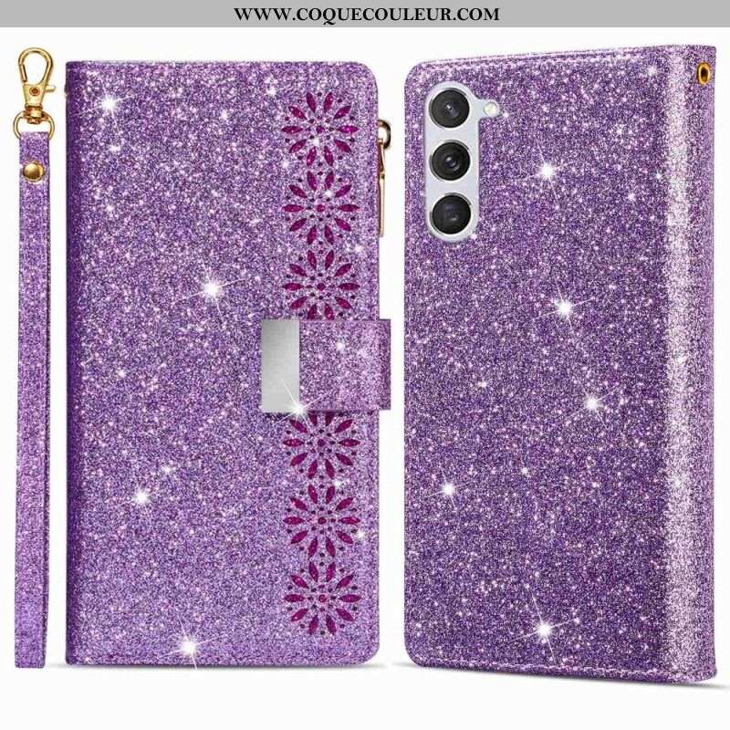 Housse Samsung Galaxy S23 Plus 5G Paillettes Portefeuille