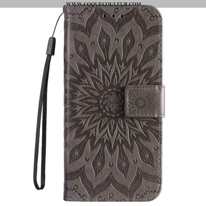 Housse Samsung Galaxy S23 Ultra 5G Mandala Soleil avec Lanière