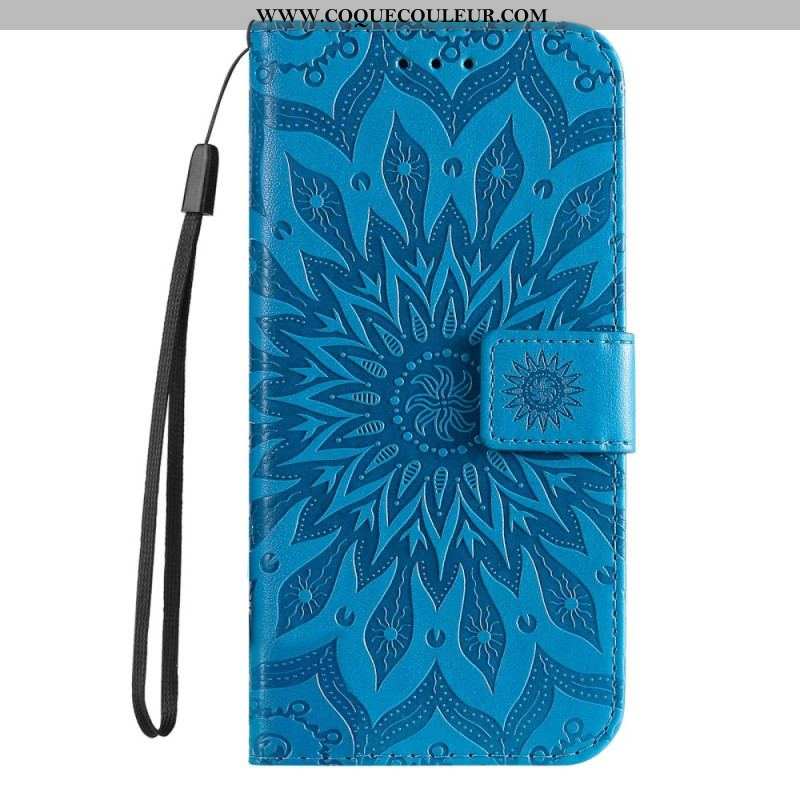 Housse Samsung Galaxy S23 Ultra 5G Mandala Soleil avec Lanière