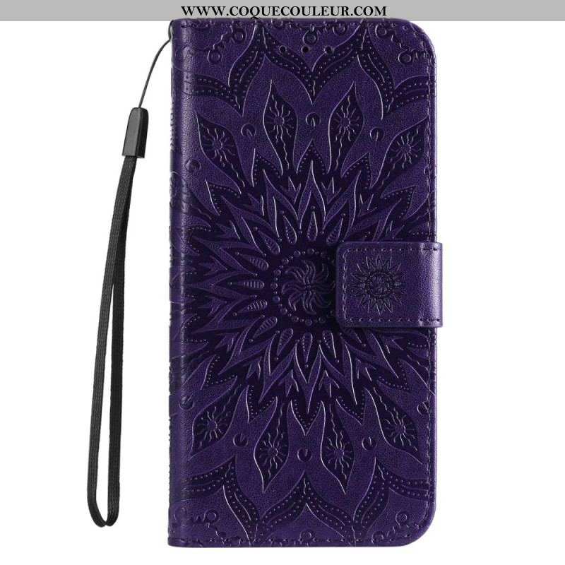 Housse Samsung Galaxy S23 Ultra 5G Mandala Soleil avec Lanière