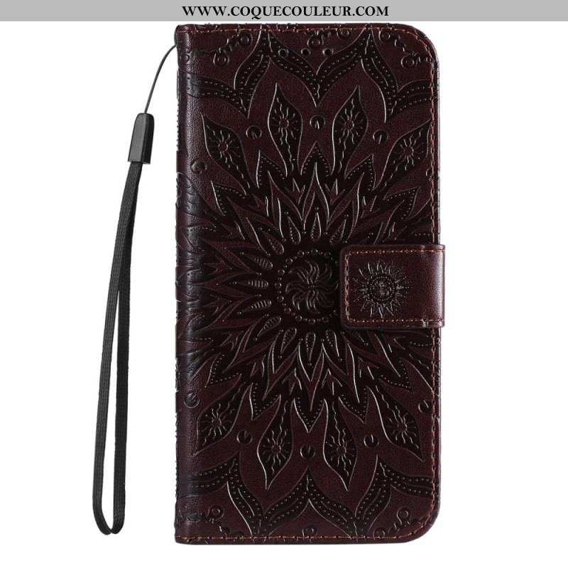 Housse Samsung Galaxy S23 Ultra 5G Mandala Soleil avec Lanière