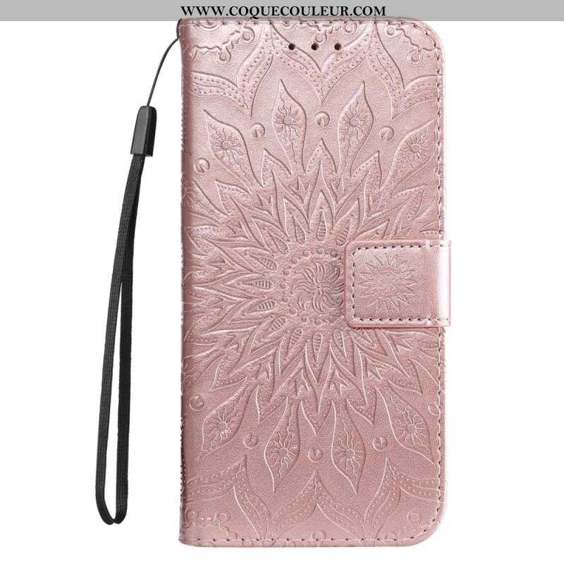 Housse Samsung Galaxy S23 Ultra 5G Mandala Soleil avec Lanière