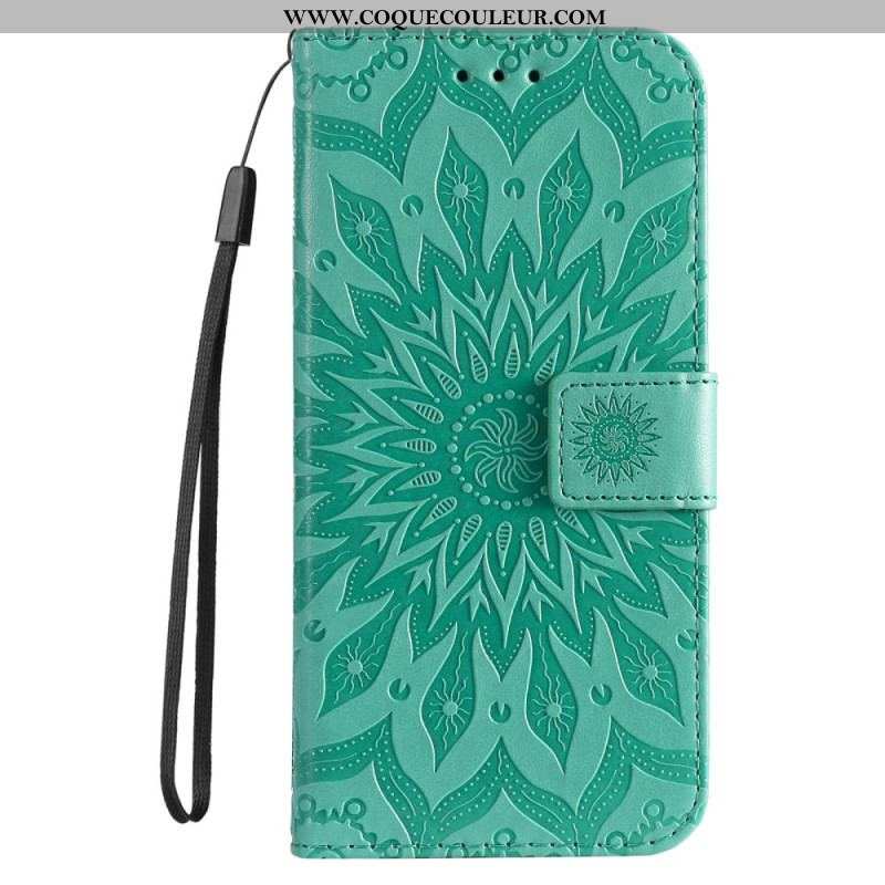 Housse Samsung Galaxy S23 Ultra 5G Mandala Soleil avec Lanière