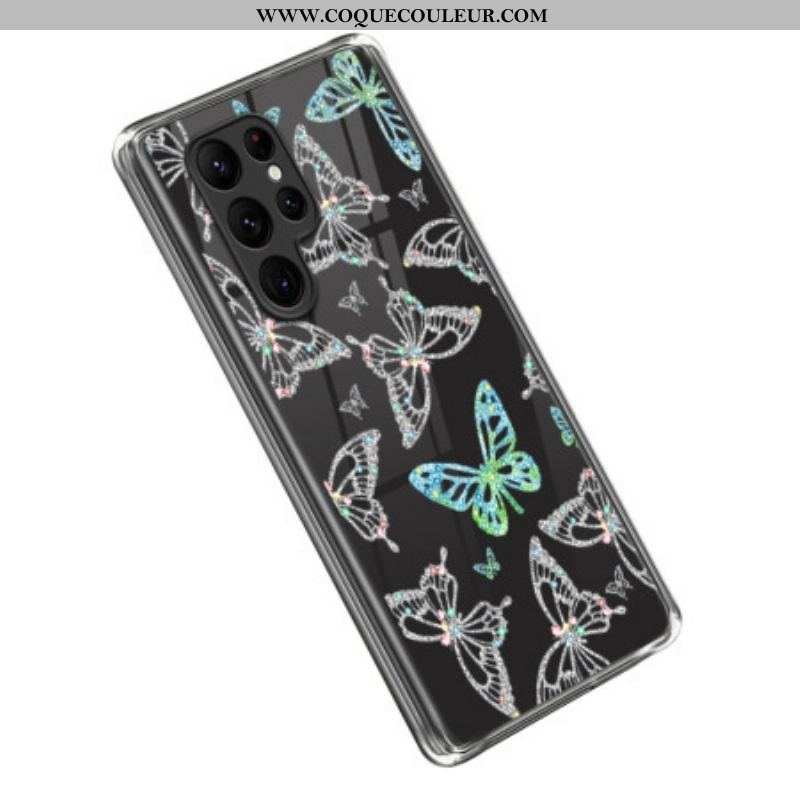 Coque Samsung Galaxy S23 Ultra 5G Transparente Papillons