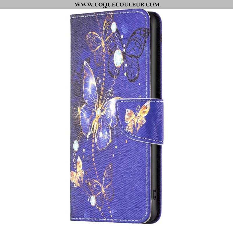 Housse Samsung Galaxy S23 Ultra 5G Papillons Dorés