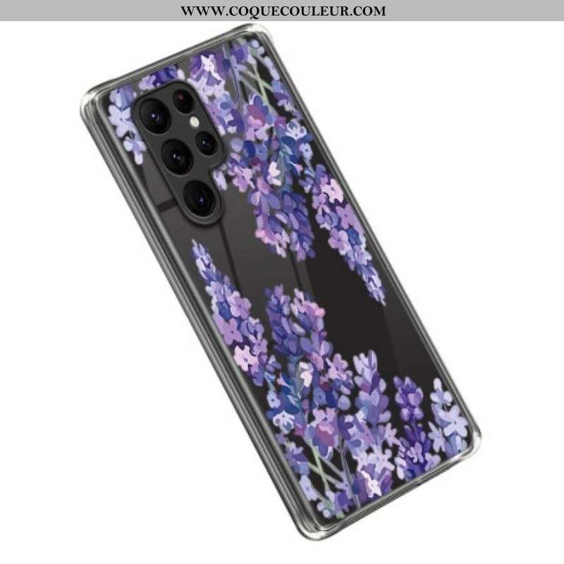 Coque Samsung Galaxy S23 Ultra 5G Transparente Fleurs Violettes