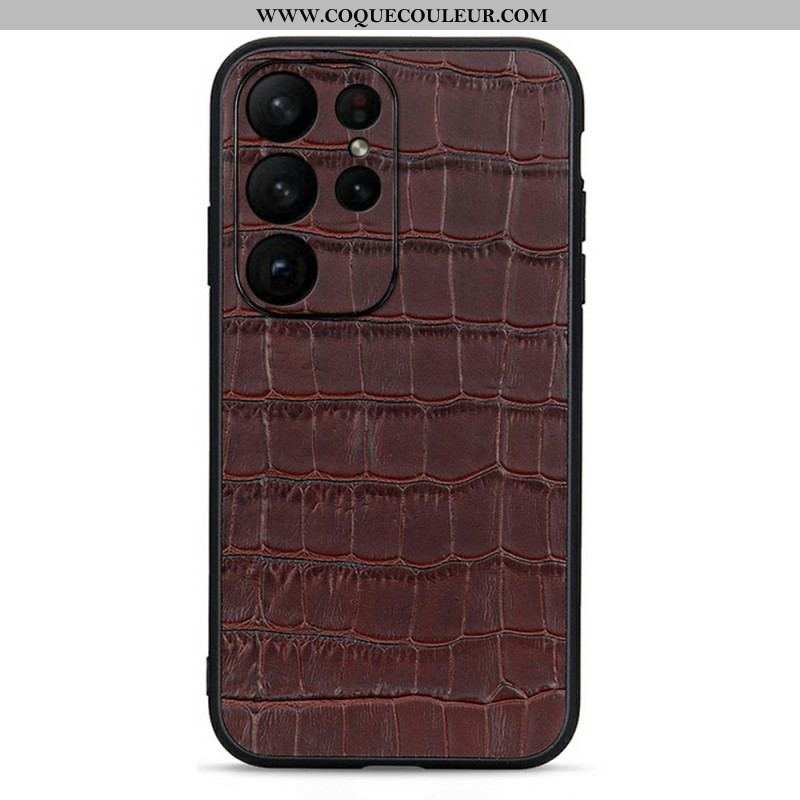 Coque Samsung Galaxy S23 Ultra 5G Véritable Cuir Style Crocodile