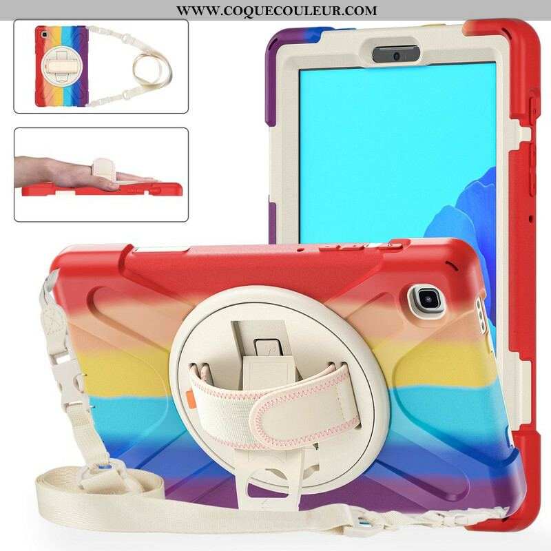 Coque Samsung Galaxy Tab A7 Lite Multi-Fonctions Bandoulière Color