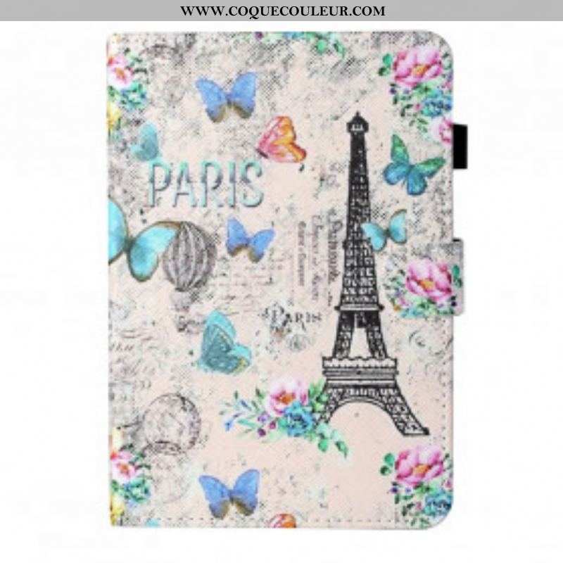 Housse Samsung Galaxy Tab A7 (2020) Tour Eiffel Papillons