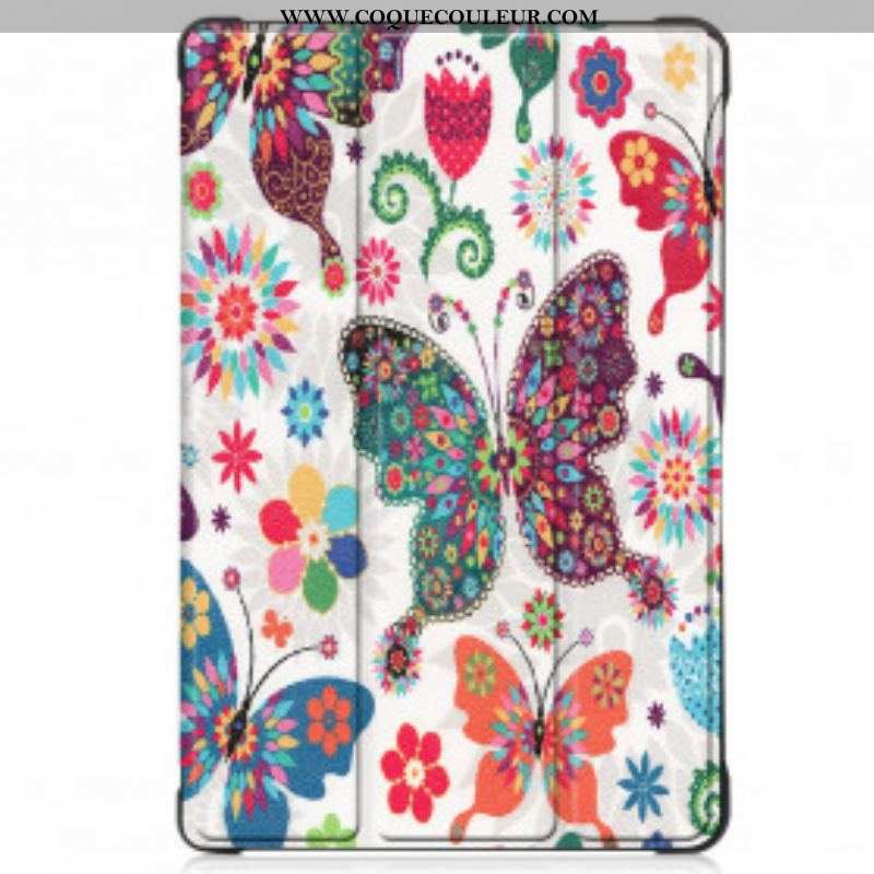 Smart Case Samsung Galaxy Tab A7 (2020) Renforcée Papillons et Fleurs