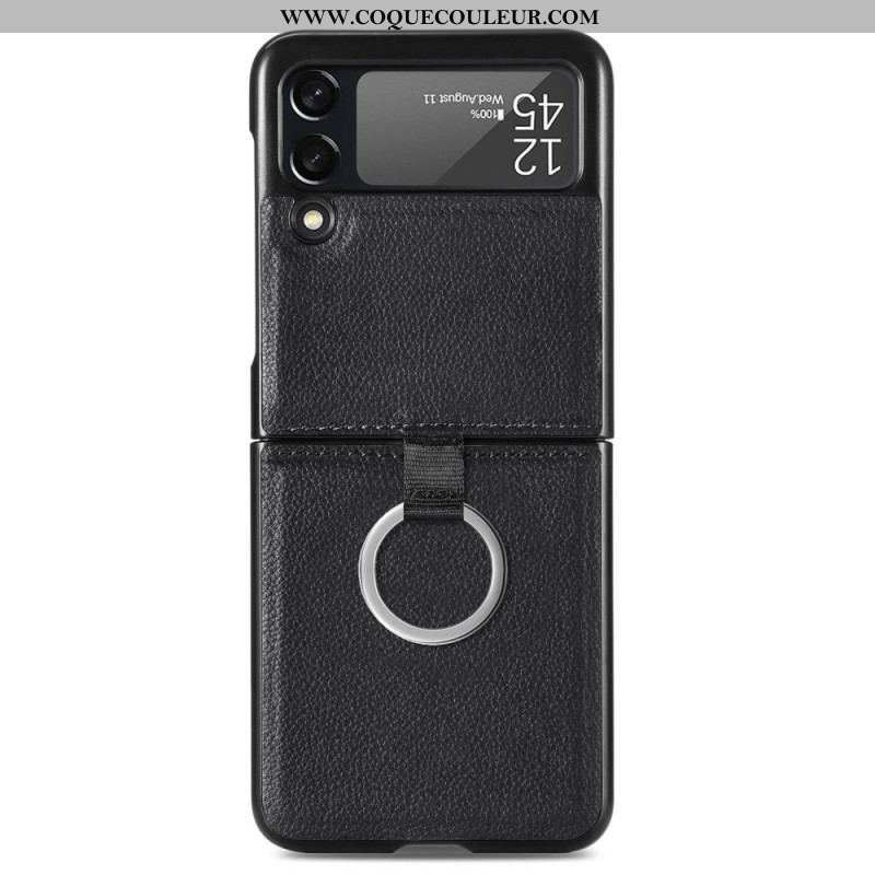 Coque Samsung Galaxy Z Flip 3 5G Effet Cuir avec Anneau