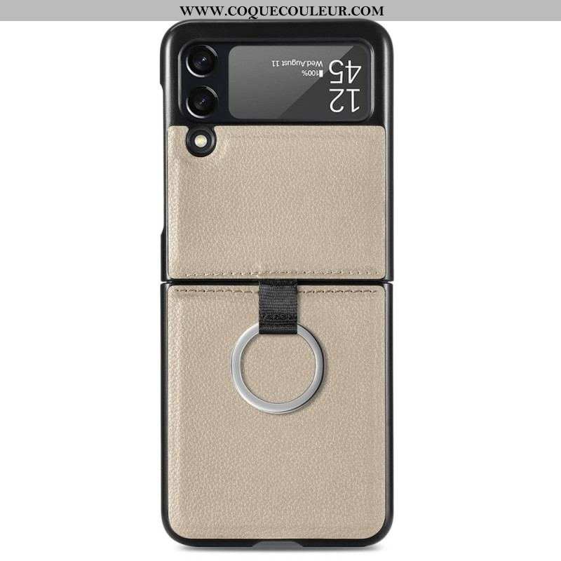 Coque Samsung Galaxy Z Flip 3 5G Effet Cuir avec Anneau