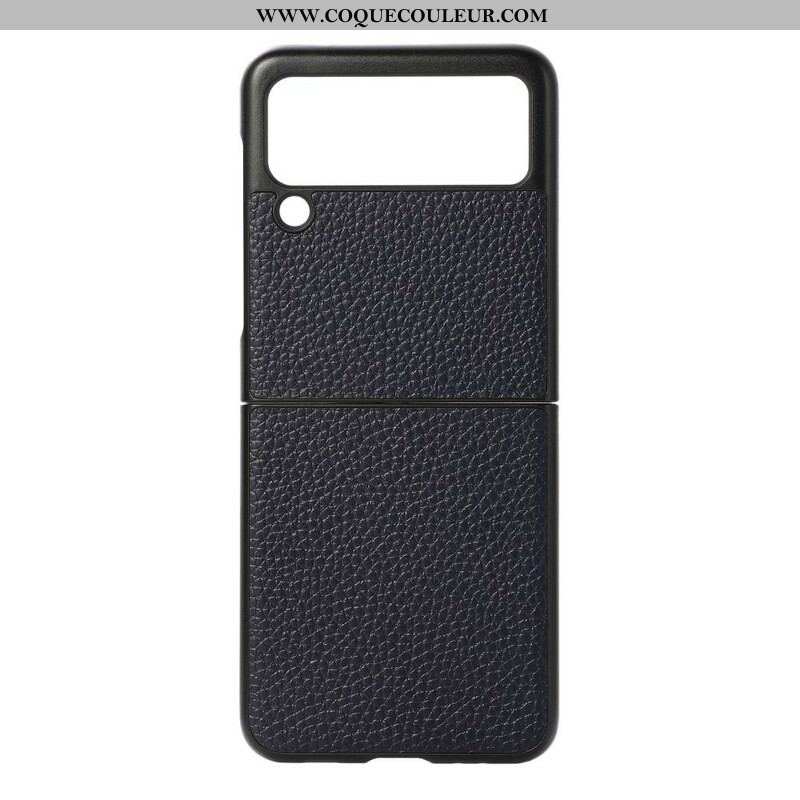 Coque Samsung Galaxy Z Flip 3 5G Véritable Cuir Litchi Color