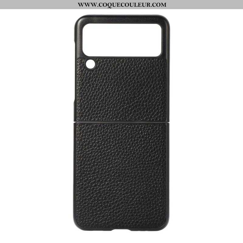 Coque Samsung Galaxy Z Flip 3 5G Véritable Cuir Litchi Color