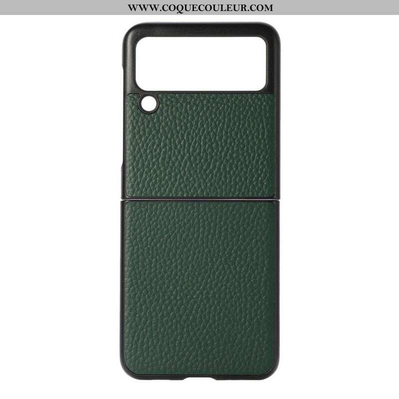 Coque Samsung Galaxy Z Flip 3 5G Véritable Cuir Litchi Color