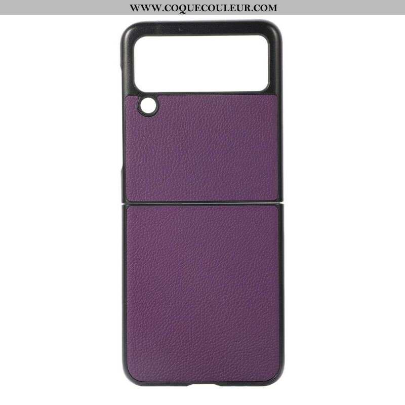 Coque Samsung Galaxy Z Flip 3 5G Véritable Cuir Litchi