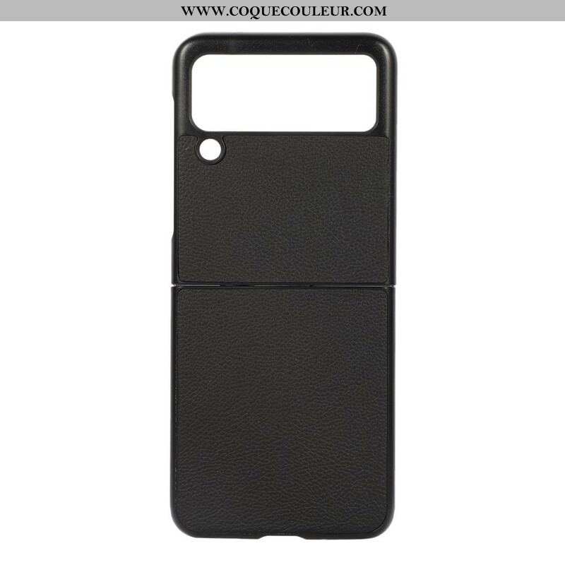 Coque Samsung Galaxy Z Flip 3 5G Véritable Cuir Litchi