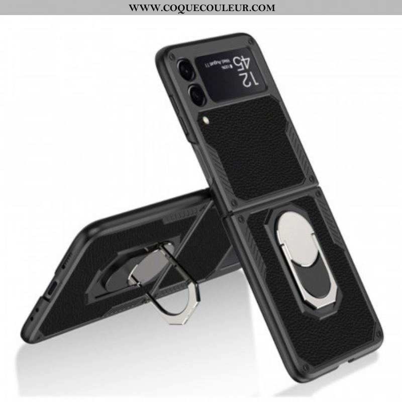 Coque Samsung Galaxy Z Flip 3 5G Anneau-Support Cuir GKK