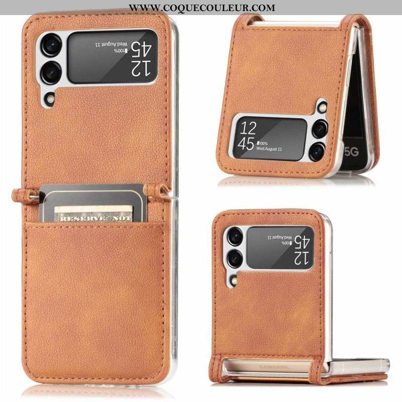 Coque Samsung Galaxy Z Flip 3 5G Texture Cuir Porte Carte