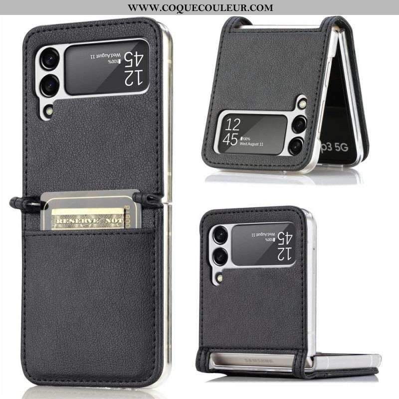 Coque Samsung Galaxy Z Flip 3 5G Texture Cuir Porte Carte