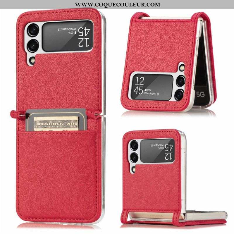 Coque Samsung Galaxy Z Flip 3 5G Texture Cuir Porte Carte