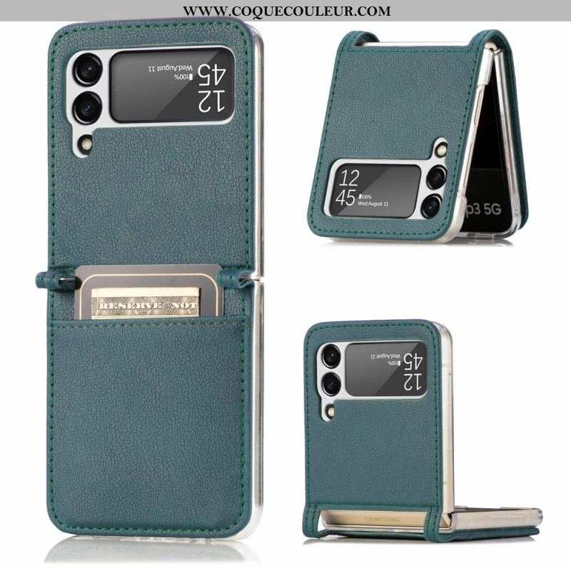 Coque Samsung Galaxy Z Flip 3 5G Texture Cuir Porte Carte