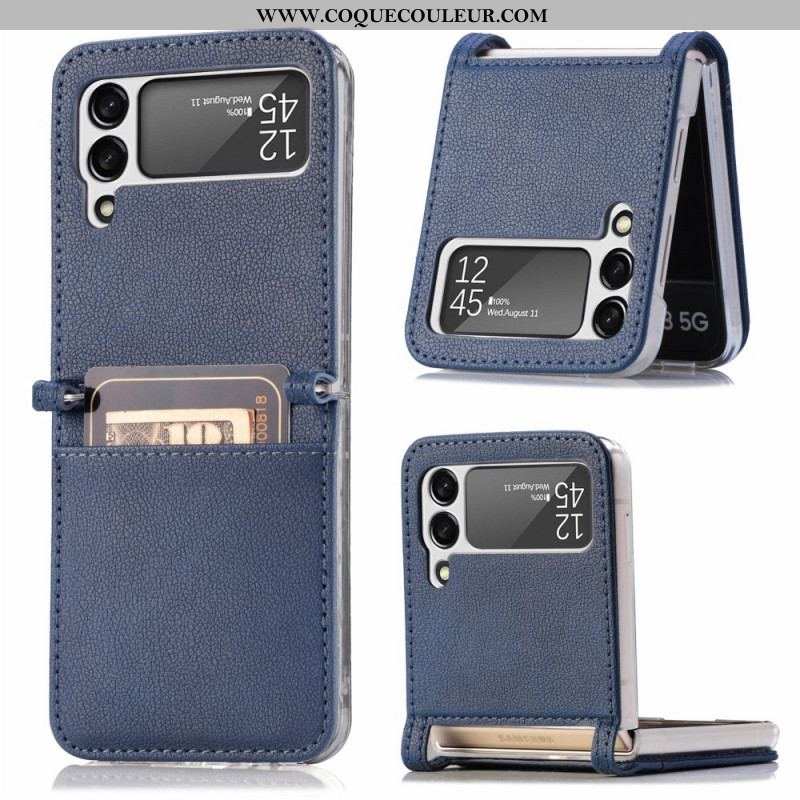 Coque Samsung Galaxy Z Flip 3 5G Texture Cuir Porte Carte