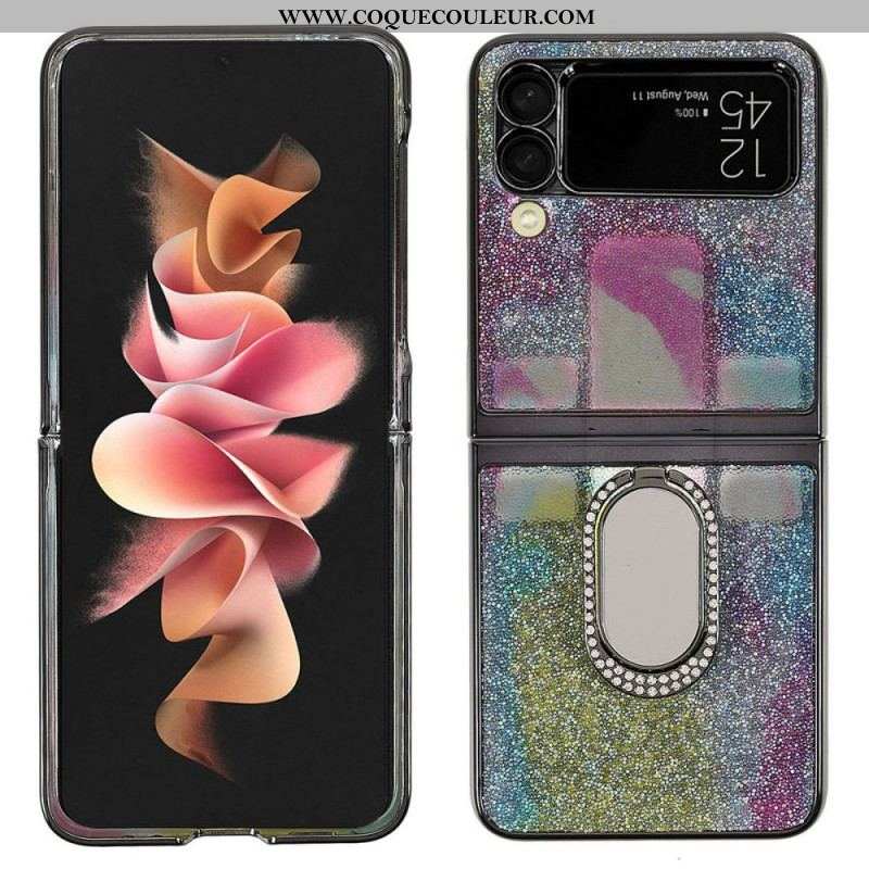 Coque Samsung Galaxy Z Flip 3 5G Pierres Fantaisie avec Anneau-Support