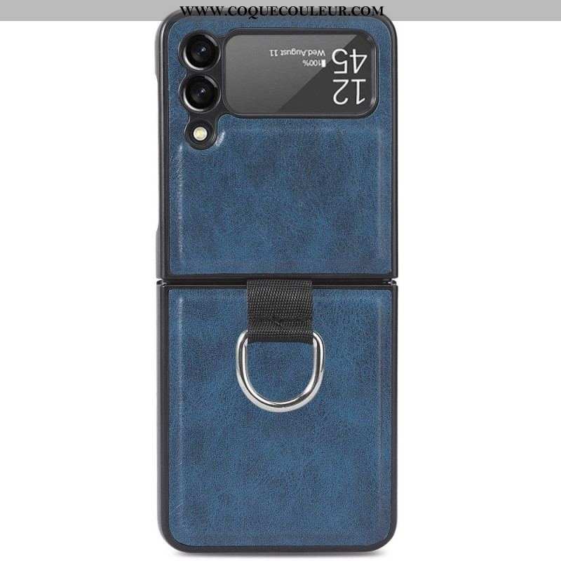 Coque Samsung Galaxy Z Flip 3 5G Style Cuir Vintage avec Anneau