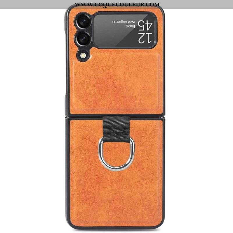Coque Samsung Galaxy Z Flip 3 5G Style Cuir Vintage avec Anneau