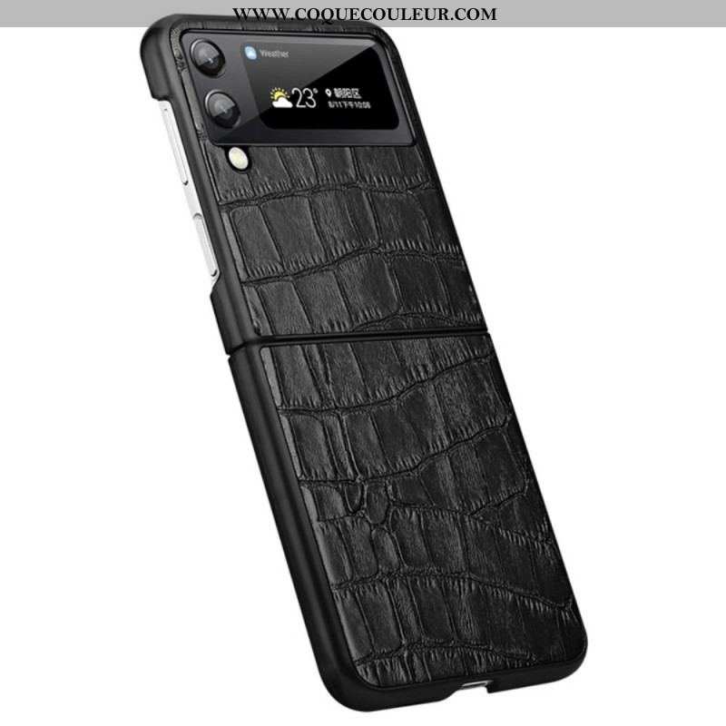 Coque Samsung Galaxy Z Flip 3 5G Véritable cuir Texture Crocodile