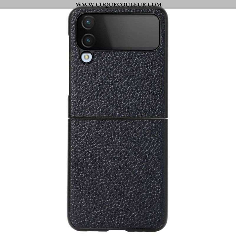 Coque Samsung Galaxy Z Flip 4 Cuir Véritable Litchi