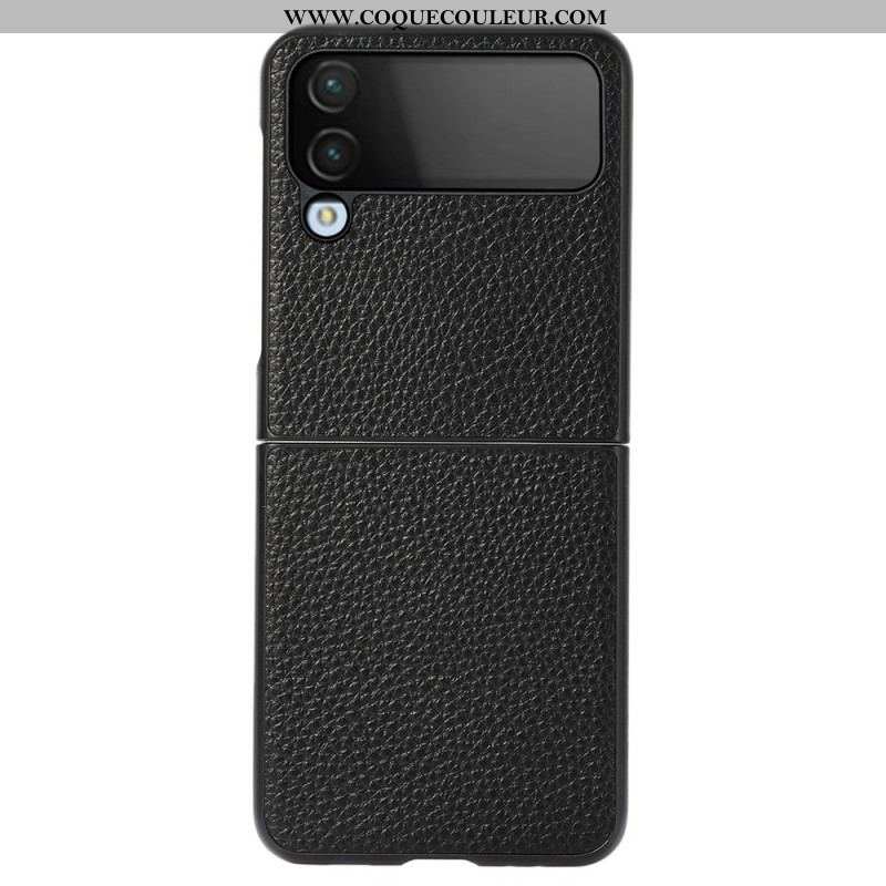 Coque Samsung Galaxy Z Flip 4 Cuir Véritable Litchi