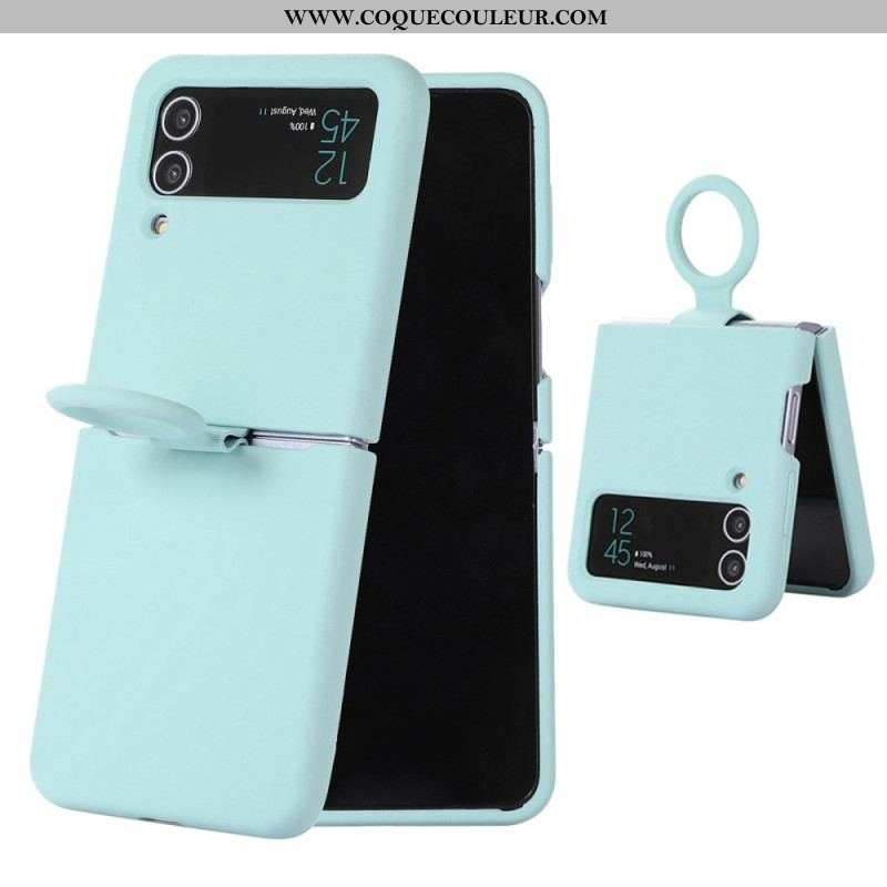 Coque Samsung Galaxy Z Flip 4 Silicone Liquide avec Anneau